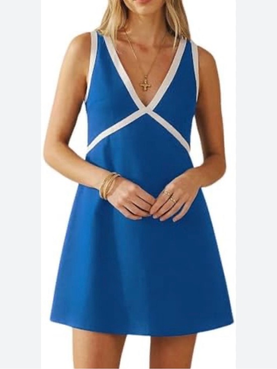 Commense Dresses & Skirts - Commense Women's Blue V-Neck Sleeveless A-Line Dress